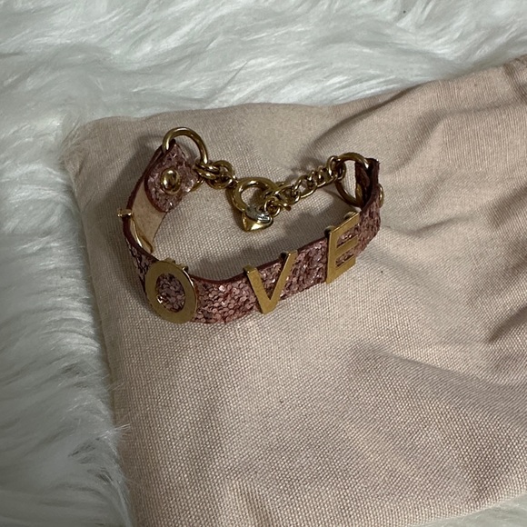 Juicy Couture Gold and Pink LOVE Bracelet - Picture 1 of 4